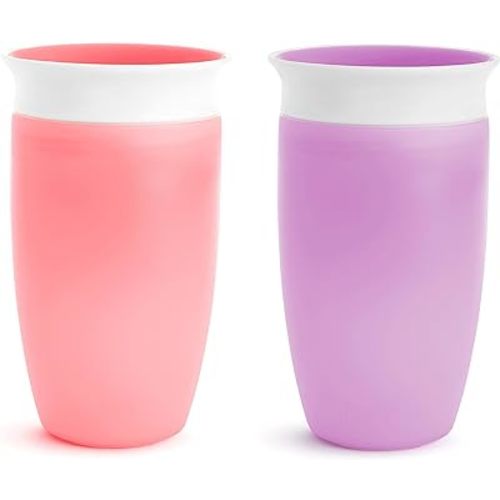 Munchkin® Miracle® 360 Toddler Sippy Cup, Spill Proof, 10 Ounce, 2 Pack, Pink/Purple