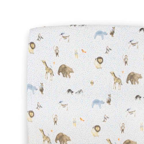 Cotton Muslin Crib Sheet - Party Animals - dadada baby