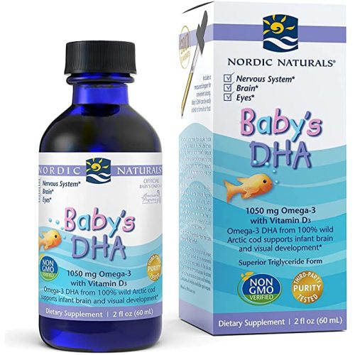 Nordic Naturals Baby’s DHA, Unflavored - 2 oz - 1050 mg Omega-3 + 300 IU Vitamin D3 - Supports Brain, Vision & Nervous System Development in Babies - Non-GMO - 12 Servings - 2 Fl Oz (Pack of 1)