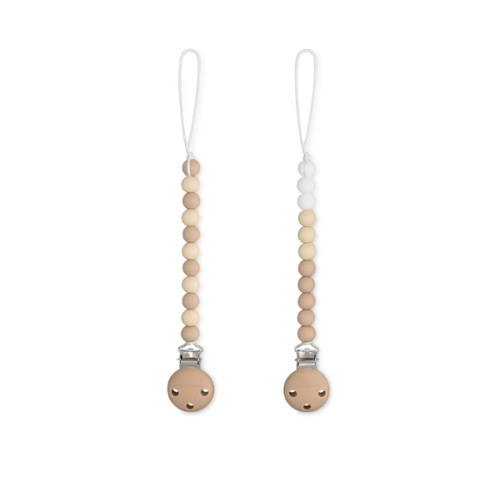 Comfy Cubs Pacifier Clips 2 Pack - 100% Food Grade Silicone Baby Pacifier Clips, BPA & PVC Free - CPSIA Certified, Lightweight and Flexible Baby Gifts - Beige, Light Beige & White