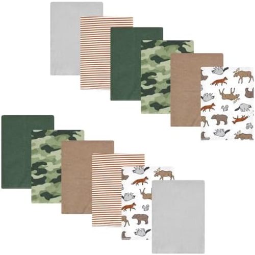 Luvable Friends Hudson Baby Flannel Burp Cloths 12pk Set