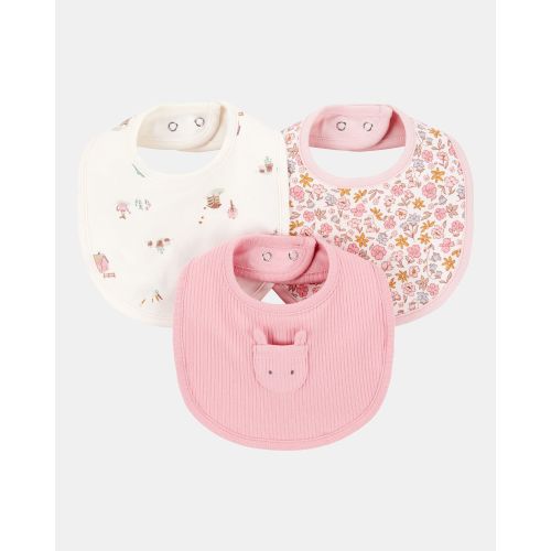 Baby 3-Pack Floral Bibs - Pink/Ivory | Carter's
