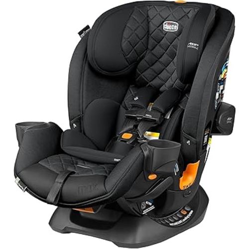 Chicco OneFit Max ClearTex All-in-One Car Seat with LeverLock Installation, Slim Design, Convertible Car Seat, Seat for Infants and Children 5-100 lbs | Energy/Black