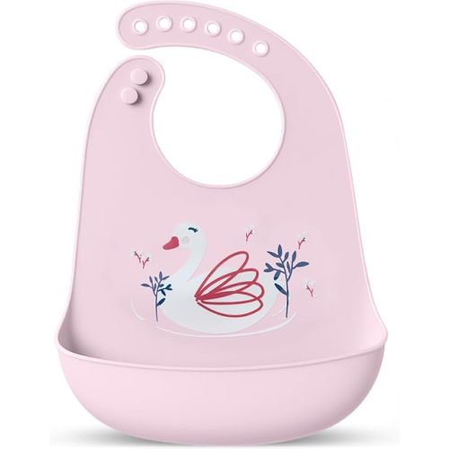 Silicone Baby Feeding Bib – Waterproof, BPA-Free, Soft & Adjustable with Crumb Catcher – Easy to Clean