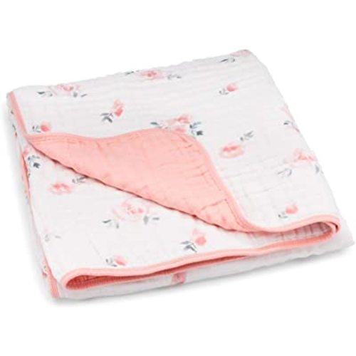 Parker Baby Muslin Blanket | 100% Soft Cotton Toddler Quilt & Baby Muslin Swaddle | Gender Neutral Design 47" x 47" Blanket