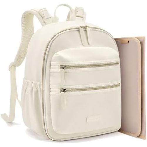 mommore Neoprene Diaper Bag Backpack Small Baby Bag Travel Mini Diaper Backpack for Newborn with Insulated Pockets (Beige)