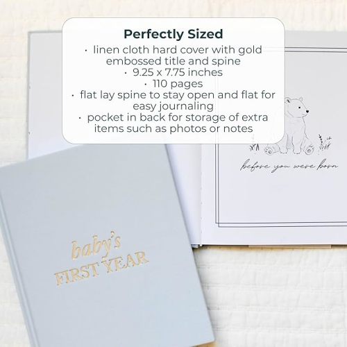 Baby First Year Book - Heirloom Keepsake Baby Memory Book to Record Important Milestones, Photos & More - Pregnancy Books (Sky Blue,112 Pages)