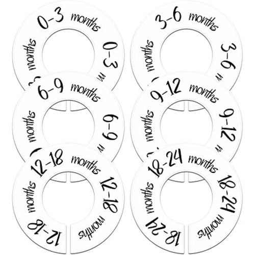 Pro Goleem Baby Closet Dividers Unisex Baby Closet Organizer for Nursery Baby Clothes Size Age Dividers Fits 1.5" Rod 6 PCS