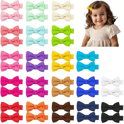 Hair Bows for Girls, 40PCS 1.8" Fully Lined Hair Clips, Alligator Hair Accessories for Kids and Teens (20 Colors in Pairs)
