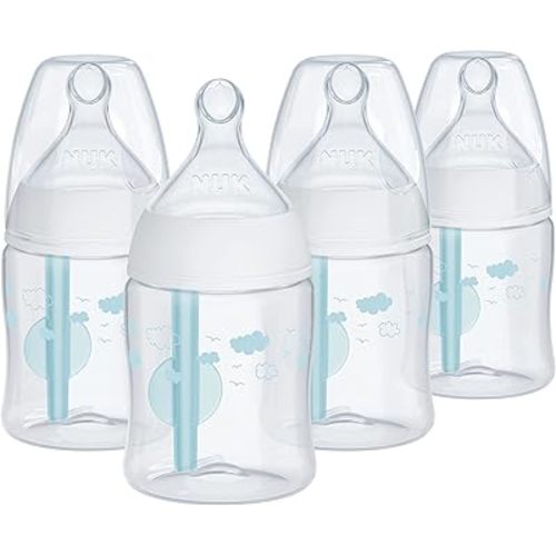 NUK Smooth Flow Pro Anti Colic Baby Bottle - Easy to Assemble and Clean & Reduces Newborn Spit-up & Gas, 5oz, 4-pack, Neutral