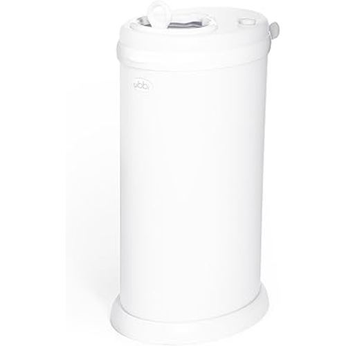 Ubbi Steel Diaper Pail, Odor Locking, No Special Bag Required, Award-Winning, Registry Must-Have, White
