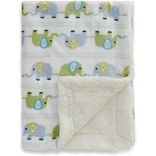 30"x40" Baby Blankets for Boys and Girls,Fuzzy Soft Receiving Blankets for Newborns,Double-Layered Warm Minky Blankets with Baby Elephant,Toddler Blanket for Crib Stroller Daycare