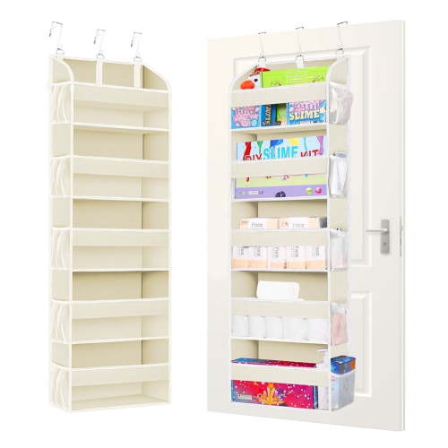 Godance 5 Tiers Over the Door Organizer with 5 Large Pockets 10 Mesh Side Pockets, 44 lbs Weight Capacity Hanging Storage Organizer with Clear Window for Bedroom, Bathroom and Baby Nursery Storage