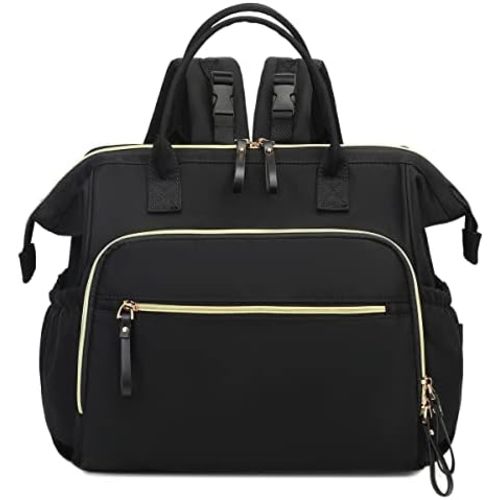 Convertible Diaper Bag Tote, Wide Open Top 14 Pockets Nappy Backpack with Stroller Buckle, Water-resistant