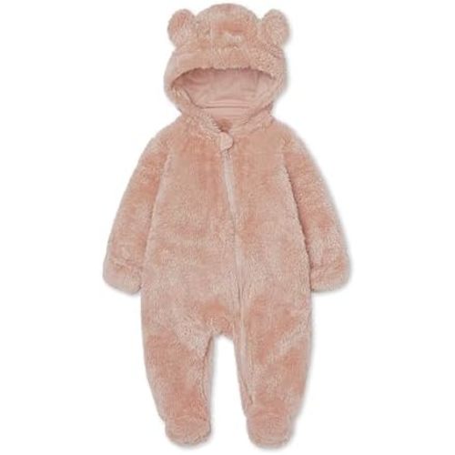 Baby Plush Long Sleeve Polar Fleece Jumpsuit With Bear Ears Baby Fleece Hooded Jumpsuit Infant Winter Outfit