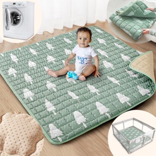 Beavtaens Baby Play Mat for Floor, Fits 50x50 Playpen, Super Soft, Anti-Slip, for Age 0-4 (Trees)