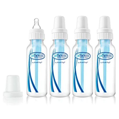 Dr. Brown’s Natural Flow® Anti-Colic Baby Bottle with Level 1 Slow Flow Nipples, 8oz, 4 Pack - 4 Pack, 8 oz - 4 Count (Pack of 1)