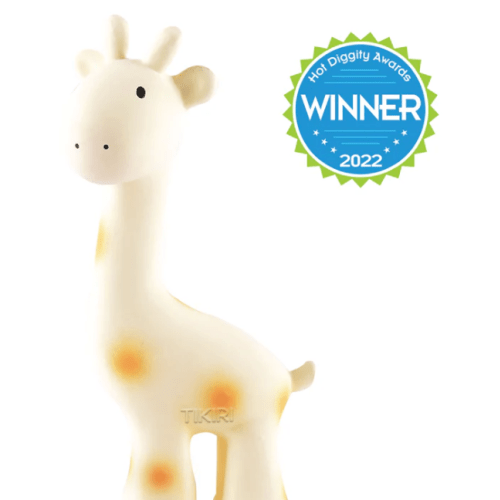 Giraffe Organic Natural Rubber Rattle, Teether & Bath Toy