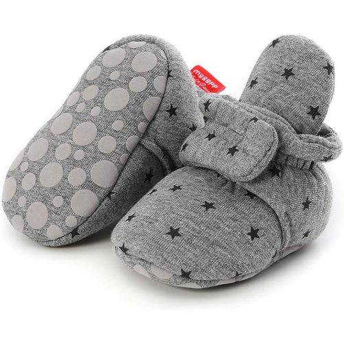 Timatego Newborn Baby Boys Girls Booties Stay On Socks Non Skid Soft Sole Infant Toddler Warm Winter House Slipper Crib Shoes 0-18 Months