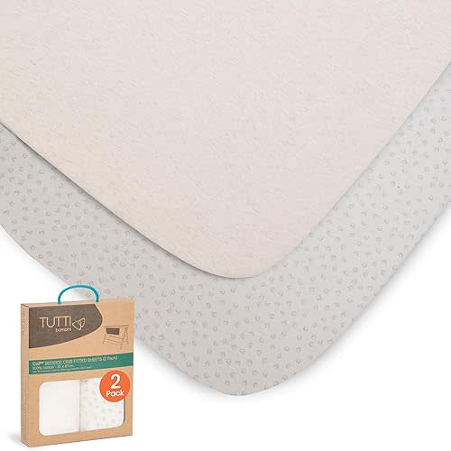 Premium Bassinet Sheets (2 Pack) - Soft & Breathable Bamboo Jersey, Double-Strength Bedside Sleeper Sheets, Fits Mattresses from 20.8 x 31.5 in to 23.6 x 35.4 in (Grey/Cloud)