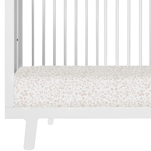 MakeMake Organics GOTS Certified Organic Cotton Crib Sheet with Pillowcase (14"x19") Buttery Soft Breathable Hypoallergenic Fitted Sheet, (28"x52", Gardenia)