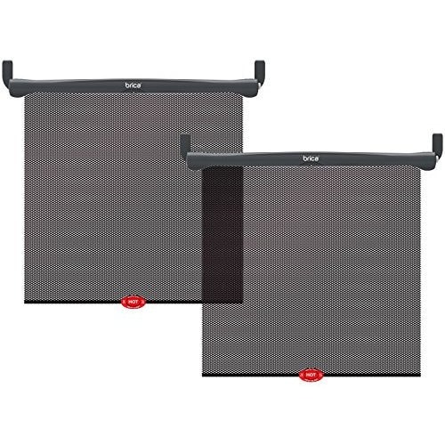 Munchkin Brica Sun Safety Car Window Shade with Heat Alert, Helps Block UVA/UVB Rays, 2 Pack, Black