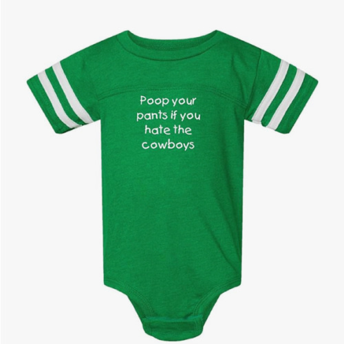 Eagles Fan Poop Your Pants if You Hate the Cowboys Funny Baby Football Jersey Bodysuit