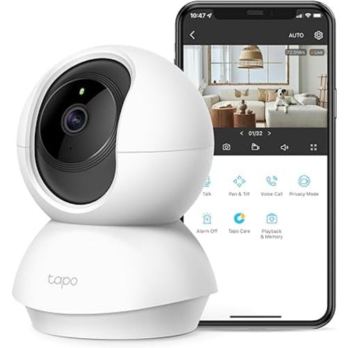 TP-Link Tapo 2K Pan/Tilt Security Camera for Baby Monitor, Pet Camera w/ Motion Detection and Tracking, 2-Way Audio, Night Vision, Cloud & SD Card Storage, Works w/ Alexa & Google Home (Tapo C210)