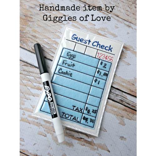Pretend Restaurant Toy - Waiter Waitress Pretend Play Imaginary - 1 Reusable Guest Check & Marker (Check w/Marker Only)