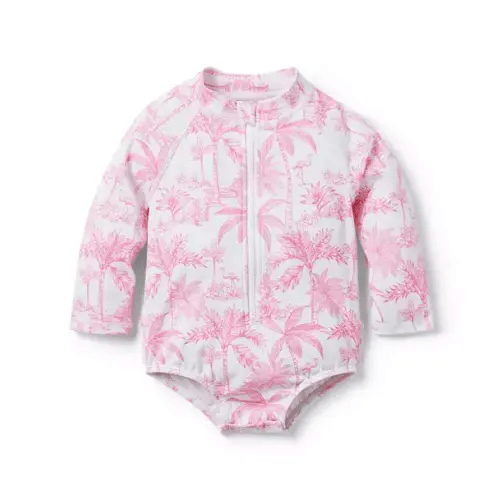 Baby Tropical Toile Rash Guard Swimsuit