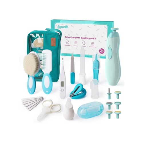 Baby Healthcare and Grooming Kit, 24 in 1 Baby Electric Nail Trimmer Set, Lupantte Nursery Care Kit, Toddler Nail Clippers, Medicine Dispenser, Infant Comb, Brush, etc. Baby Care Products