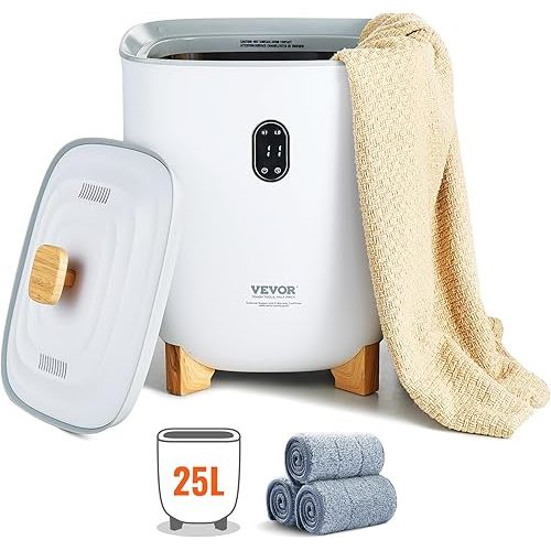 VEVOR Towel Warmer 25L, Towel Warmer Bucket with 2 Heating Modes, 20/40/60/90 Min Auto Shut Off, Bottom Heating Columns, LED Screen, Large Towel Warmer for Bathroom, Spa, Bathrobe, Blanket & Pajama