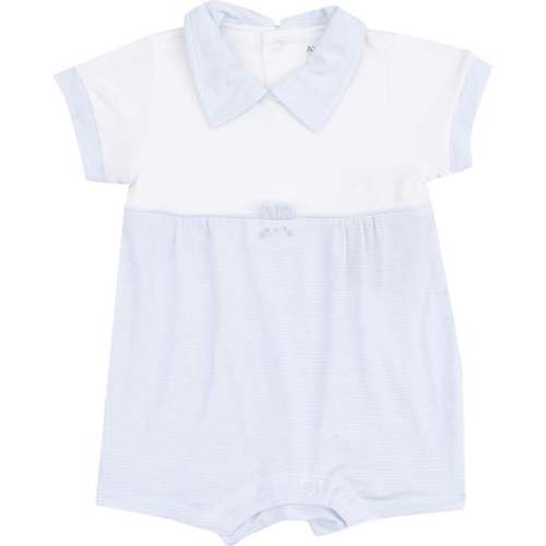Tiny Bunny Romper, Stripe Classic Blue - Angel Dear | Maisonette