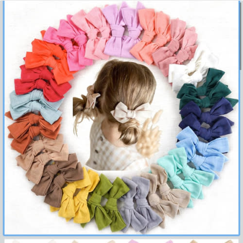 CÉLLOT 40 Pieces Girls Hair Bows Linen Fabric Bows Alligator Clips Hair Accessories for Little Girls Toddlers Kids and Teens