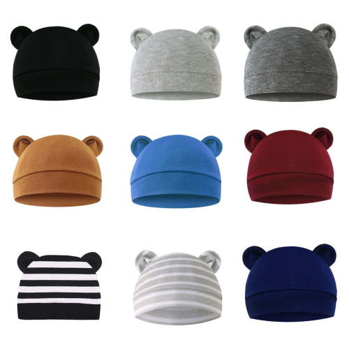 EnJoCho 9 Pcs Different Color Baby Cartoon Bear Ears Caps Toddler Boy Girl Hats Caps For 0 3 Months Baby Kids Super Adorable Head Wear Gifts