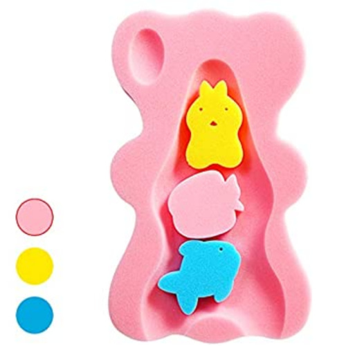 Dosaele Infant Bath Sponge for Age 1-3Y Comfortable Baby Bath Mat Non-Slip Newborn Bath Pillow (Blue)