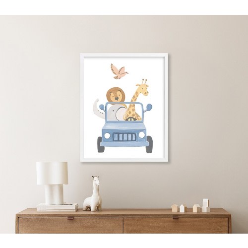 Minted® Safari Friends Animals In Car Wall Art by Teju Reval