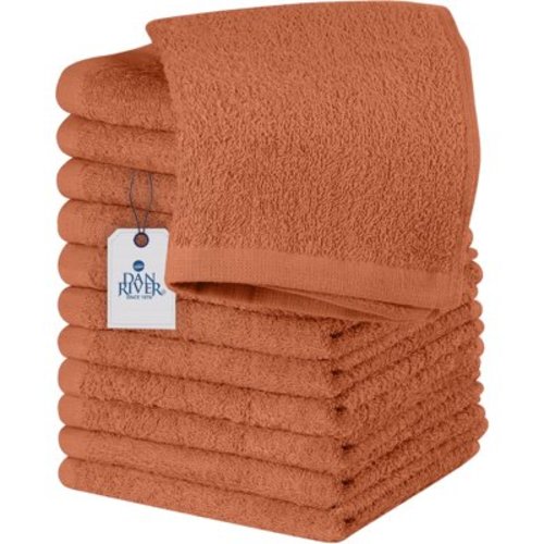 DAN RIVER 100% Cotton Washcloth Pack of 12 (Orange Rust - 12x12 In) | High-Quality Multipurpose Body Cloth for Personal Use | All-Purpose Kitchen, Household and Car cleaning Wash Towel for Daily Use