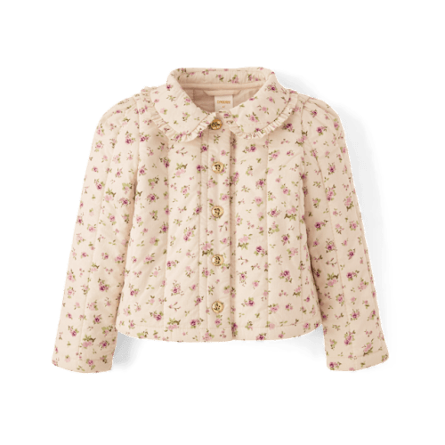 Girls Floral Quilted Jacket - Magical Meadows - Pink