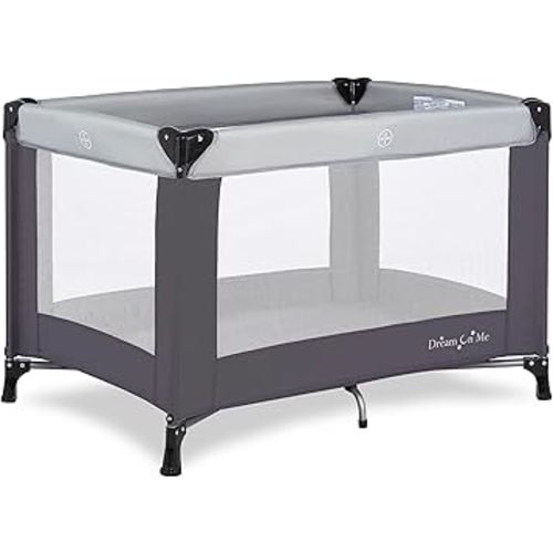 Dream On Me Nest Portable Playard in Grey with Carrybag an Shoulder Strap, Lightweight, Packable and Easy Setup Baby Playard, Breathable Mesh Sides and Soft Fabric - Comes with a Removable Padded Mat