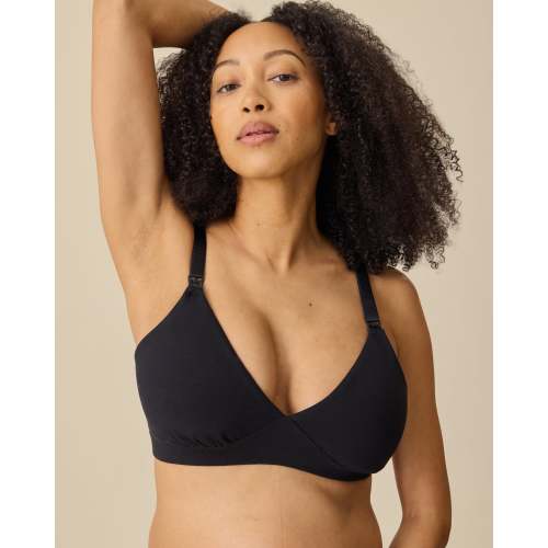 SoftStretch Cotton Maternity & Nursing Bralette | Black - Kindred Bravely