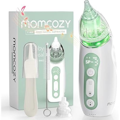 Momcozy Baby Nasal Aspirator, 3 Suction Levels Electric Nasal Aspirator for Baby, Newborn and Toddler, Portable Baby Nose Aspirator with Light Soothing and Music, Baby Snot Sucker