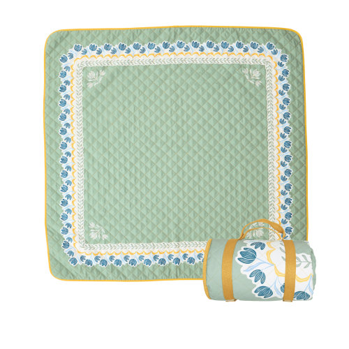 Better Homes & Gardens Sylvia Misty Mint Reversible Floral Outdoor Blanket 72" x 72"