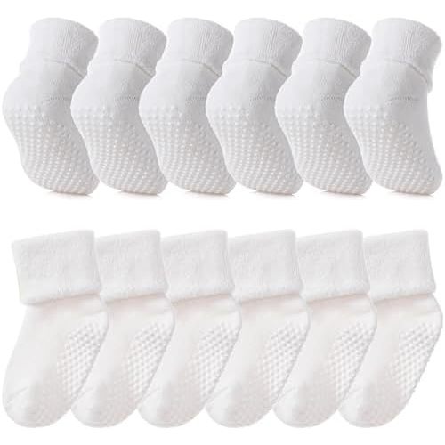 SDBING Baby Boys Girls Grips Socks Infant Toddlers Kids Non Slip Warm Thick Cotton Ankle Crew Socks with Grippers