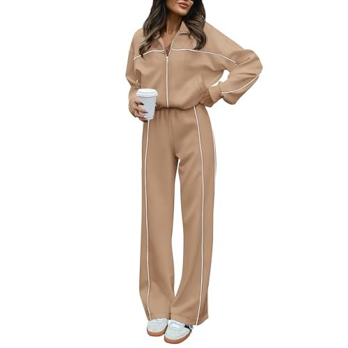 BTFBM Women's Two Piece Tracksuit Fall 2025 Long Sleeve Zip Up Sweatshirt Long Pants Outfits Jogger Sweatsuit Sets