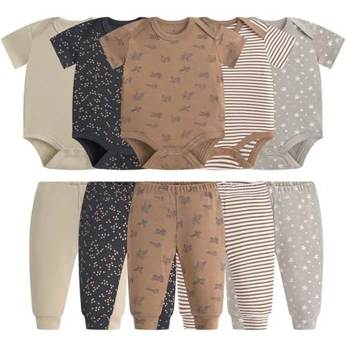 Baby Newborn Layette 10-Piece Clothing Sets Soft Cotton Bodysuits Pants Sets for Baby Boys Girls Toddler Unisex