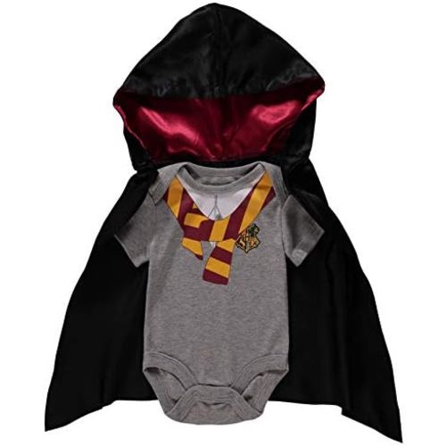 Harry Potter Baby Boys Gryffindor Cosplay Bodysuit with Removable Cape - Baby Costume Baby Clothes