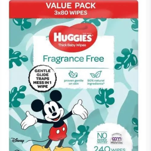 Huggies Thick Baby Wipes Fragrance Free | 3 pack