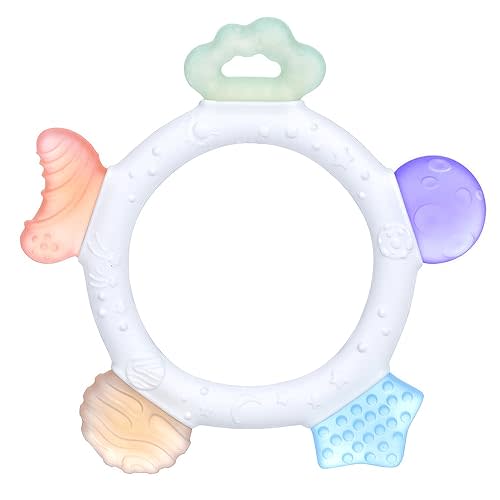 Baby Teething Ring Toys Frozen Silicone Teethers for Babies 0-6-12 Months, Sensory Teething Gums Chew Infant Toys, Boy Girl Baby Gift