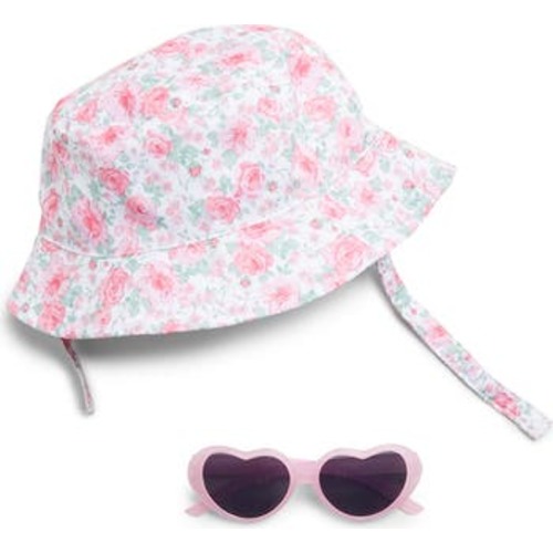 Floral Sun Hat & Jelly Heart Sunglasses Set